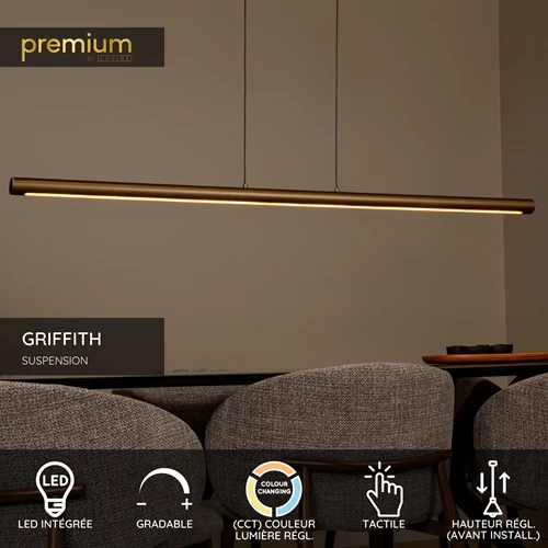Lucide GRIFFITH - Suspension - LED Dim. - CCT - 1x33W 2700K/4000K - Bronze | Premium - USP